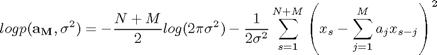 ARモデルの対数尤度（ユールウォーカ法）